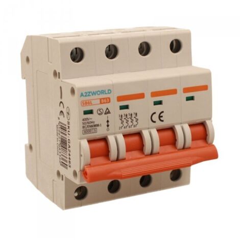 MCB Interruttore Magnetotermico Automatico Curva B 4P 4M 6000A B63A AC 400V IP20 IEC60898-1 SB6L