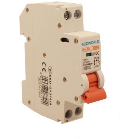 MCB Interruttore Magnetotermico Automatico Curva C 1P+N 1M 6000A C10A AC 230V IP20 IEC60898-1 PN8H