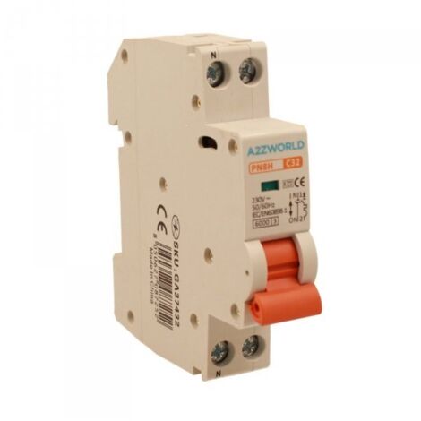 MCB Interruttore Magnetotermico Automatico Curva C 1P+N 1M 6000A C32A AC 230V IP20 IEC60898-1 PN8H