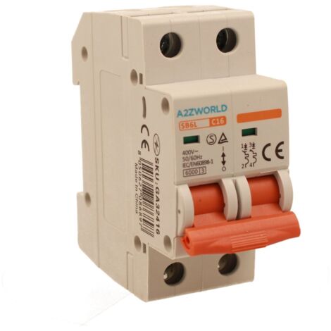 MCB Interruttore Magnetotermico Automatico Curva C 2P 2M 6000A C16A AC 400V IP20 IEC60898-1 SB6L