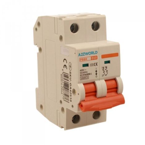 MCB Interruttore Magnetotermico Automatico Curva D 2P 2M 10000A D10A AC 400V IP20 IEC60898-1 PB8H