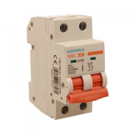 MCB Interruttore Magnetotermico Automatico Curva D 2P 2M 10000A D6A AC 400V IP20 IEC60898-1 PB8H