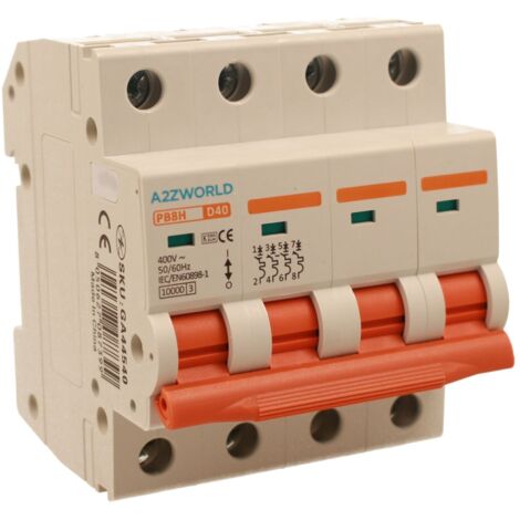 MCB Interruttore Magnetotermico Automatico Curva D 4P 4M 10000A D40A AC 400V IP20 IEC60898-1 PB8H