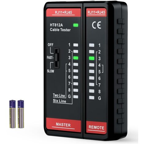 Mcbazel Testeur de câble réseau RJ11 RJ45 Ethernet LAN pour RJ11 RJ45, testeur de ligne portable pour vérification de continuité, localisateur de ligne téléphonique, testeur LAN, câble téléphonique