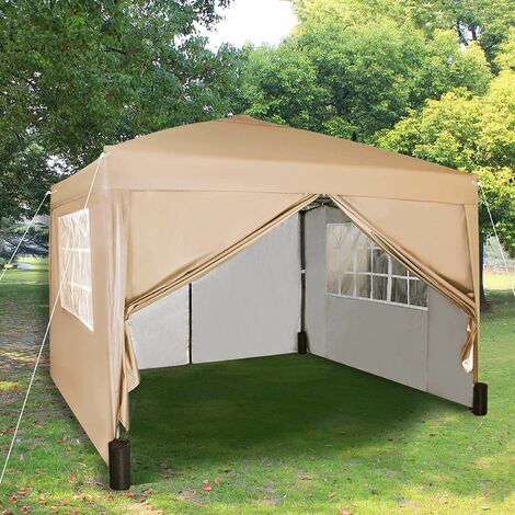 MCC Direct 2X2 Pop up Beige Gazebo with Sides