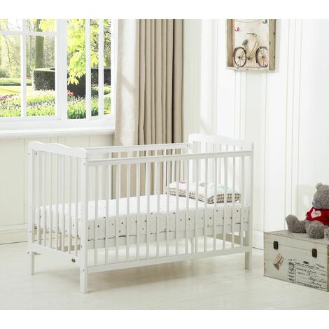 MCC Brooklyn Baby Cot Crib With Water repellent Mattress WHITE
