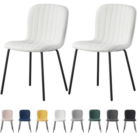 mcc direct Set of 2 Soft Fabric Dining Chairs with Upholstered Seat and Metal Legs for Dining Room, Living Room and Kitchen Room - New Bella BEIGE
