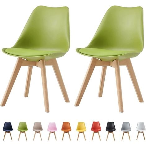 MCC DIRECT MCC Retro Esszimmerstühle EVA, gepolstert, Kunstleder,Design Stuhl, Küche, Lounge, 2er Set in Grün