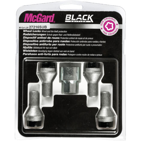 McGard 27216 SUB Antifurto per Ruote Black M12 x 1.25 conico 24.1 mm  Lunghezza SW17