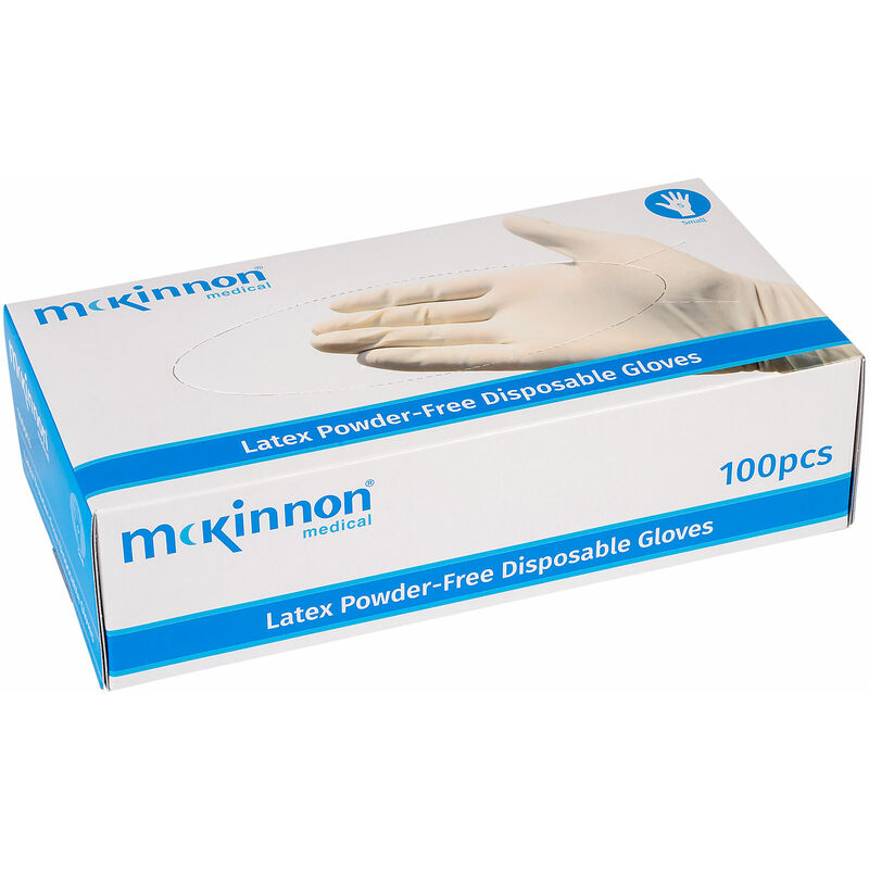 Mckinnon - Medical Latex Powder-Free Disposable Gloves Box 100 - Small