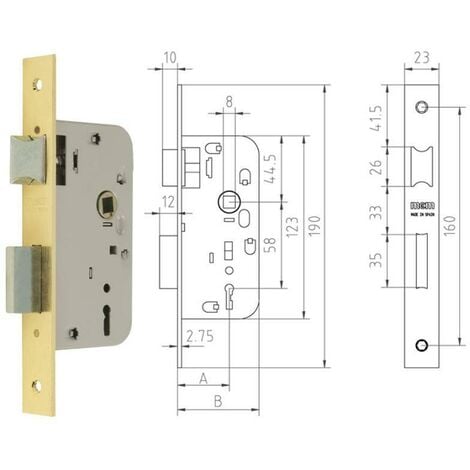 mcm cerradura embutir madera 1508-2-35 35 canto recto latonado