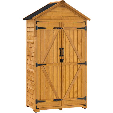 MCombo Gartenschrank Geräteschuppen Werkzeugschrank Outdoor-Schrank Gartenbox mit Satteldach aus Holz Natur 1000