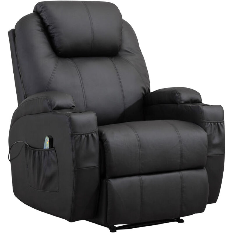 MCombo Massagesessel Fernsehsessel Relaxsessel mit Vibration+Heizung Schwarz 7021BK - Schwarz