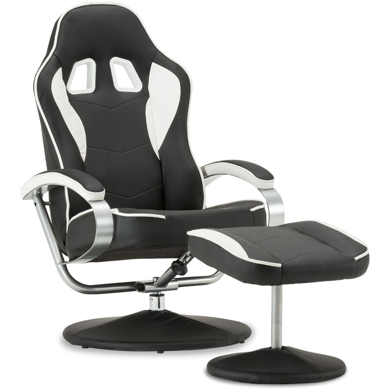 Relaxsessel Gaming Racing Sessel Fernsehsessel kippbar verstellbar 9012BW - Schwarz-Weiß - Mcombo