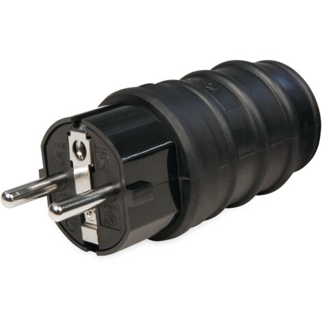 MCPOWER Gummi-Schutzkontaktstecker, schwarz