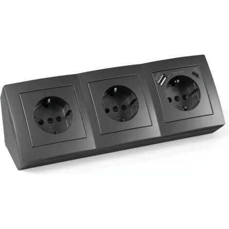 MCPOWER Steckdosenblock Flair, 3-fach, 16A/250V, 1xUSB-C, 1xUSB-A