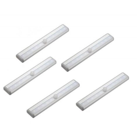 MCTECH Lampe de chevet de 5 pièces Lampe à armoire sans fil à LED avec détecteur de mouvement - Blanc Froid