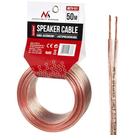 MCTV-511 Bobine de câble haut-parleur Maclean 2x1,5mm² 50m (Transparent)