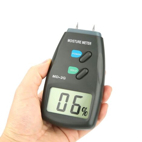 MD-2G Igrometro per legno Misuratore di umidità del legno da 5% a 40% LCD a 2 pin Tester di umidità digitale portatile Misuratore di umidità Rilevatore di perdite d'acqua industriale con borsa blu
