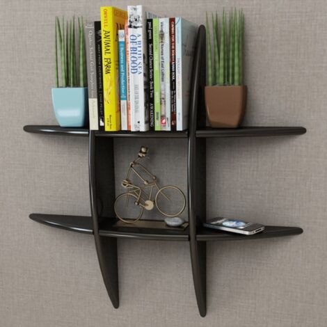 MDF Hängeregal Wandregal Wandboard Bücherregal - Wandboard Bücher/DVD Regal, schwarz BV998135 - BonneVie - Schwarz