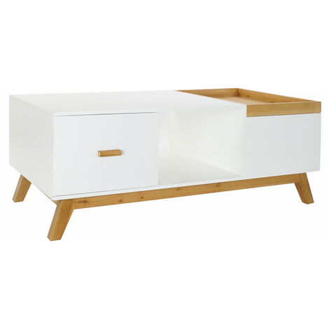 MDF -Kaffeetisch 120x60x46 Weiß MDF Material Mehrfarbige Farbfamilien -Tabellen Details