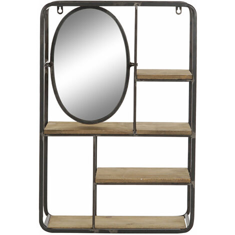 MDF Metallregal 39,5x13.2x60.3 Hellbraun MDF Metallmaterial Spiegel mehrfarbige Farbfamilien Regale und Regale Details Details