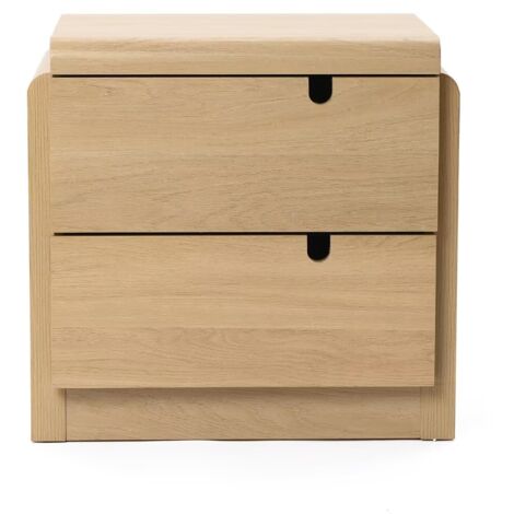 MDF Nachttisch im modernen Design, Eichenfarben - Kompakter Nachtschrank mit 2 Schubladen fürs Schlafzimmer  55x40x53 cm