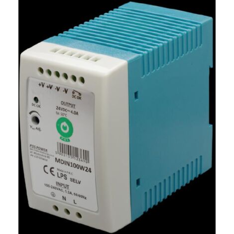 MDIN100W48 : Alimentation sur rail DIN, format slim, 48 V/2 A, boîtier plastique