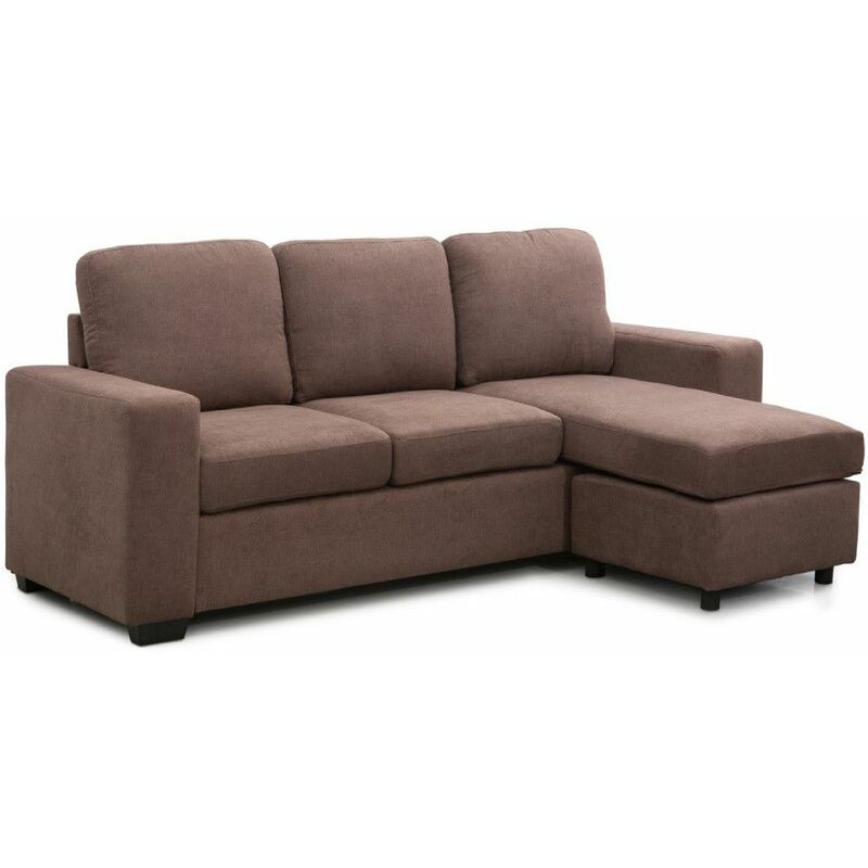 

®- Sofá Chaise Longue MIKA, 3 plazas con puff reversible, tapizado antimanchas | Color: - Marron Mica - Home Heavenly