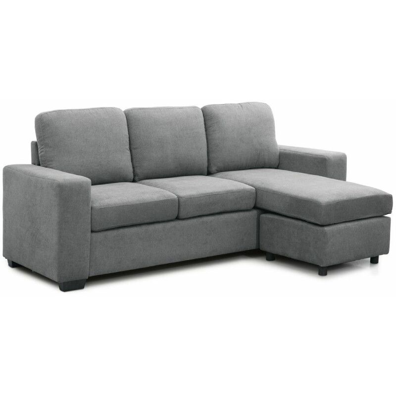 

®- Sofá Chaise Longue MIKA, 3 plazas con puff reversible, tapizado antimanchas | Color: - Gris Mica - Home Heavenly