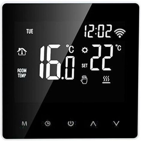 ME81H Smart WIFI LCD Thermostat for Water, Underfloor Heating, and Electric Wall-Mounted Boilers. Compatible with Tuya AC230V. White Background and White Button. 16A