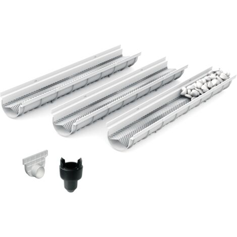 MEA – Caniveau d'évacuation décoratif DECOSTONE – Pack de 3 – Acier galvanisé – Passage piéton – Largeur utile 100mm – Pour évacuation eaux de ruissellement