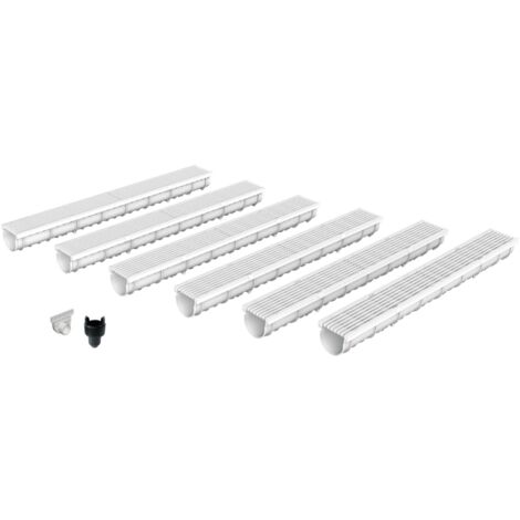 MEA – Caniveau d'évacuation extérieur 1m – Grille en plastique recyclé gris – Largeur utile 10cm – Résistant aux intempéries – Installation rapide