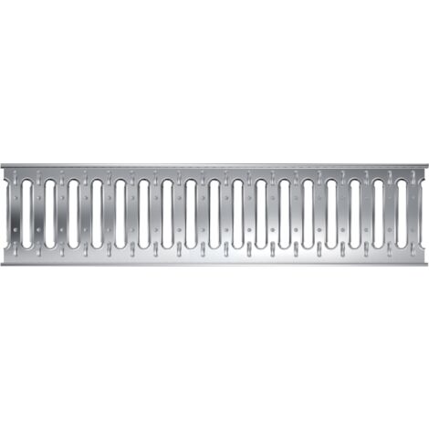 MEA – Grille passerelle 1 mètre en acier galvanisé – Classe de charge A15 – Compatible caniveaux 100 mm – Évacuation optimale des eaux de pluie