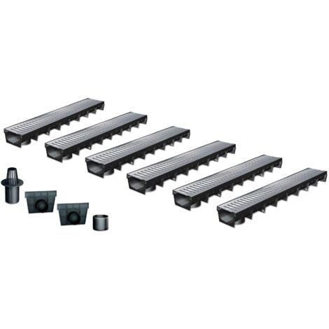 MEA – Pack de 6 caniveaux extérieurs A15 en acier galvanisé – Largeur utile 10cm – Résistance B125 – Grille passerelle pour passage piéton