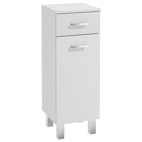 Mea schmaler freistehender Badezimmerschrank 85x30 cm, Weißglanz