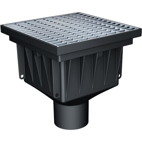 MEA – Siphon de sol en plastique recyclé – Grille caillebotis M20/30 en acier galvanisé – Drainage efficace des eaux pluviales – Classe de charge B125