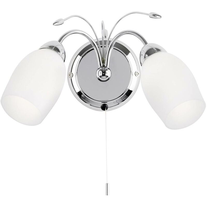 Endon Meadow - 2 Light Indoor Wall Light Chrome with White Glass, E14