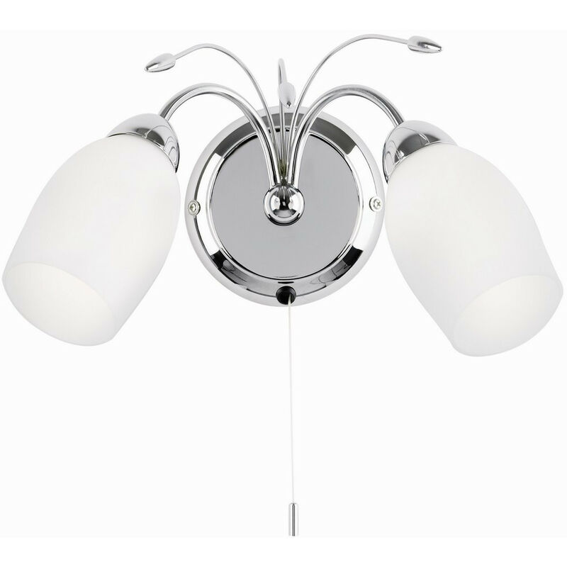 Endon - Meadow - 2 Light Indoor Wall Light Chrome with White Glass, E14