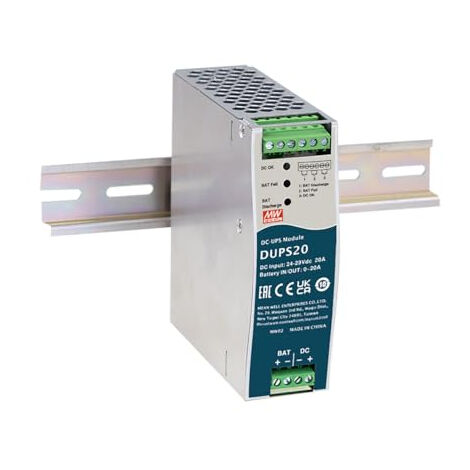 MEAN WELL 24V 20A UNINTERRUPTIBLE DC-UPS CONTROLLER MODULE DIN RAIL TYPE DUPS20