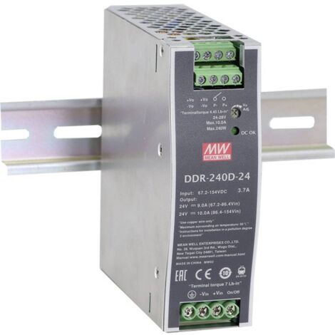 MEAN WELL DDR-240B-48 CONVERTISSEUR CC/CC POUR RAIL (DIN) 48 V/DC 5 A 240 W NBR. DE SORTIES:1 X CONTENU 1 PC(S)