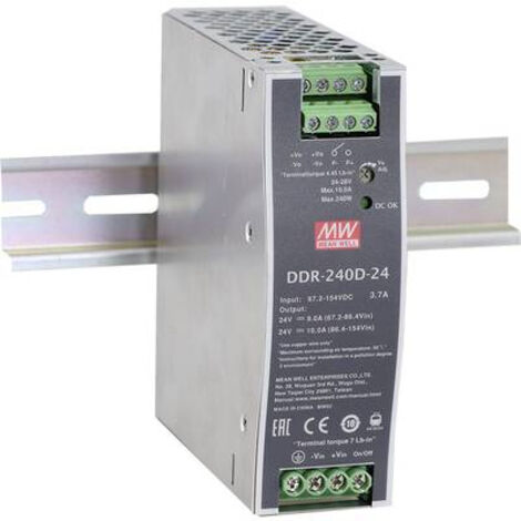 MEAN WELL DDR-240C-24 CONVERTISSEUR CC/CC POUR RAIL (DIN) 24 V/DC 10 A 240 W NBR. DE SORTIES:1 X CONTENU 1 PC(S)