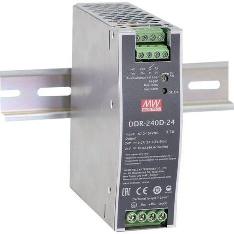 Mean Well DDR-240D-24 Convertitore DC/DC per guida DIN 24 V/DC 10 A 240 W Num. uscite:1 x Contenuto 1 pz.