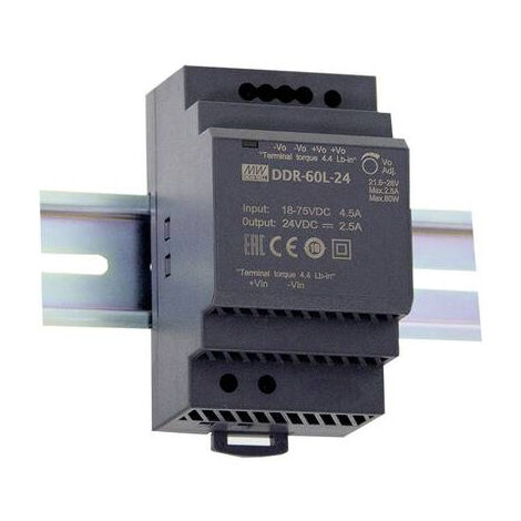 MEAN WELL DDR-60G-12 CONVERTISSEUR CC/CC POUR RAIL (DIN) 12 V/DC 5 A 60 W NBR. DE SORTIES:1 X CONTENU 1 PC(S)
