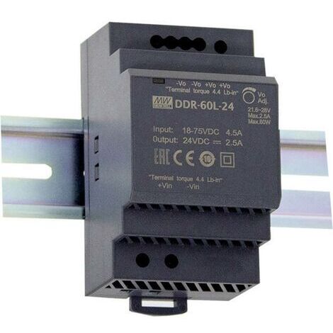 Mean Well DDR-60G-15 Convertisseur CC/CC pour rail (DIN) 15 V/DC 4 A 60 W Nbr. de sorties:1 x Contenu 1 pc(s) Q923242