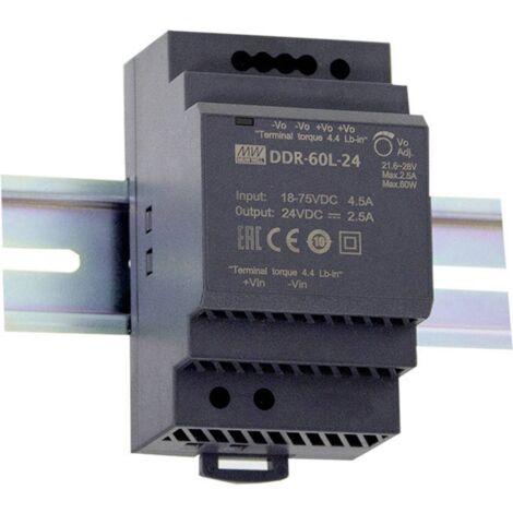 Mean Well DDR-60G-15 Convertitore DC/DC per guida DIN 15 V/DC 4 A 60 W Num. uscite:1 x Contenuto 1 pz.