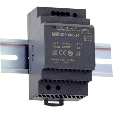 Mean Well DDR-60G-15 Hutschienen-DC/DC-Wandler (DIN-Rail) 15 V/DC 4 A 60 W Anzahl Ausgänge:1 x Inh