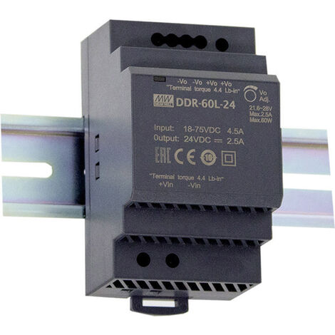 MEAN WELL DDR-60L-15 Hutschienen-DC/DC-Wandler (DIN-Rail) 15 V/DC 4 A 60 W Anzahl Ausgänge:1 x Inh