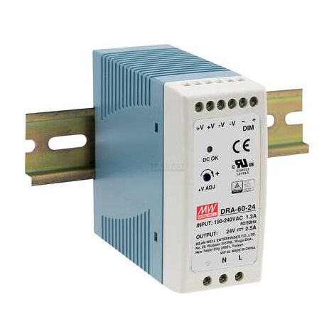 MEAN WELL DRA-60-24 ALIMENTATION RAIL DIN 24 V/DC 2.5 A 60 W NBR. DE SORTIES:1 X CONTENU 1 PC(S)