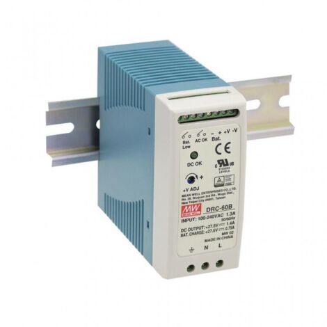 Mean Well DRC-60A Alimentatore per guida DIN 13.8 V/DC 2.8 A 59 W Num. uscite:2 x Contenuto 1 pz.